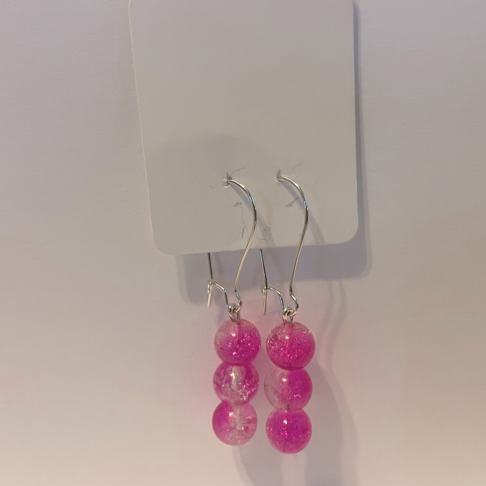 Pink glass earrings
